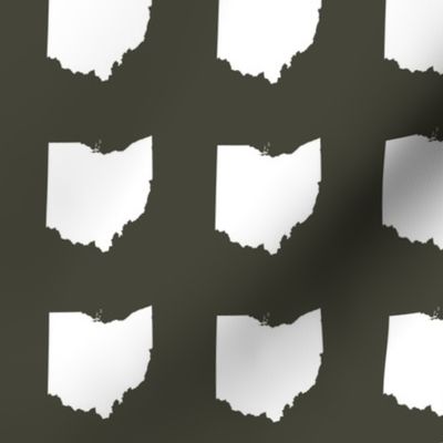 3" Ohio silhouette - white on khaki