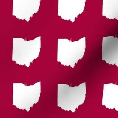 3" Ohio silhouette - white on cranberry red