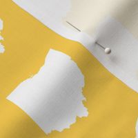 3" Ohio silhouette - white on golden yellow