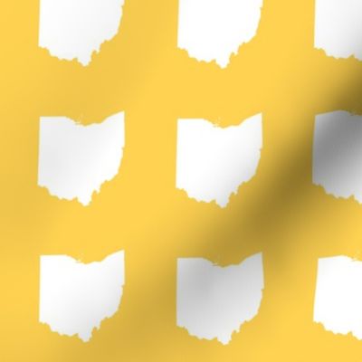 3" Ohio silhouette - white on golden yellow