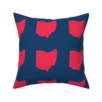 6" Ohio silhouette in baseball red on navy