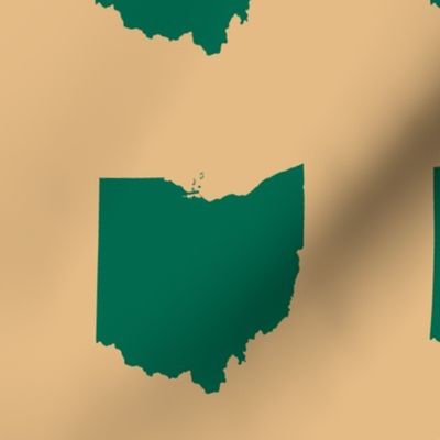 6" Ohio silhouette in football green on tan