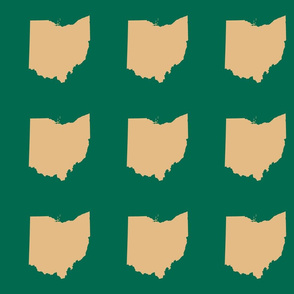 6" Ohio silhouette in football tan on green