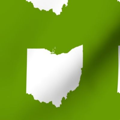 6" Ohio silhouette - white on leaf green