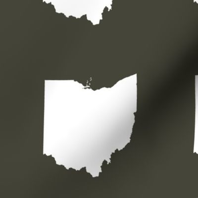 6" Ohio silhouette - white on khaki