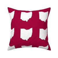 6" Ohio silhouette - white on cranberry red