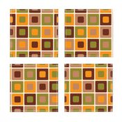 Retro atomic square capsules mid-century modern brown orange