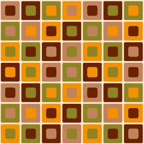 Retro atomic square capsules mid-century modern brown orange