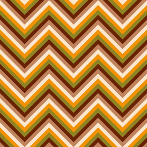 Retro 70s chevron brown moss orange thin stripes MCM