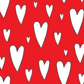 large hearts on red