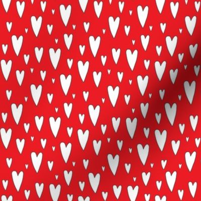 tiny hearts on red