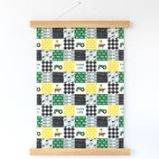 (2" small scale) farm life - wholecloth green, custom yellow, and black - woodgrain custom cows C20BS