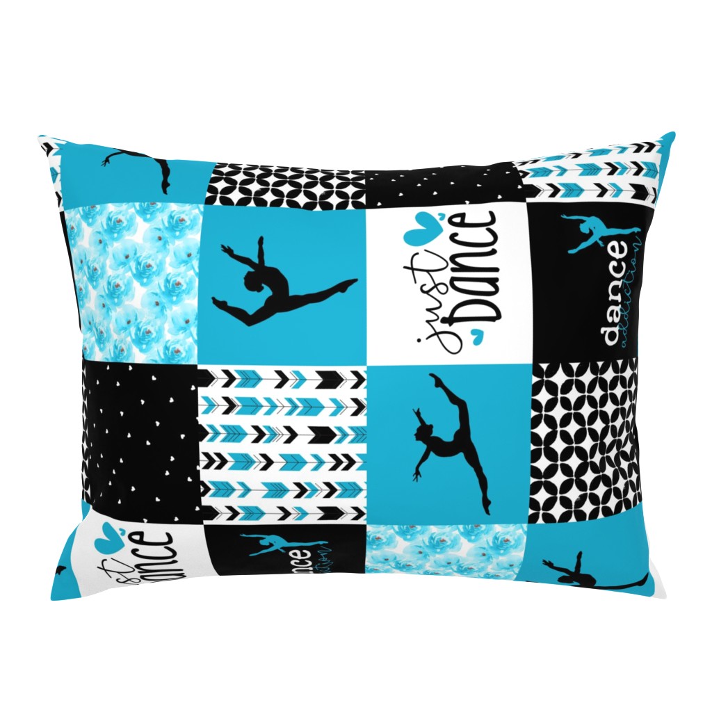 Dance Addiction//Turquoise - Wholecloth Cheater Quilt - Rotated