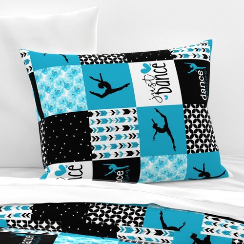 Dance Addiction//Turquoise - Wholecloth Cheater Quilt - Rotated