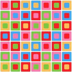 Retro atomic check candy party round squares