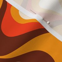 Retro 70s Ogee ovals orange brown large MCM Wallpaper