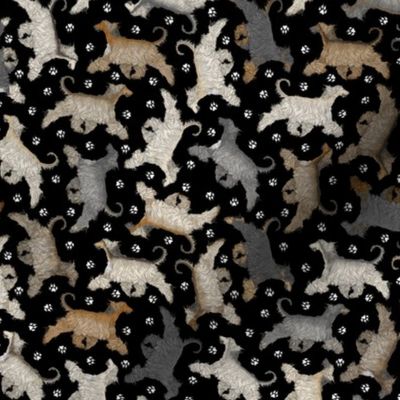 Tiny Trotting Afghan Hounds and paw prints - black