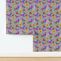 Timeless Floral: Roses & Gazania Sprays - grey, medium 