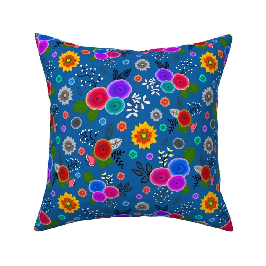 Timeless Floral: Roses & Gazania Sprays - ocean blue, medium 