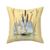 21” Square Dragonfly Pond | Soft Creamy Yellow
