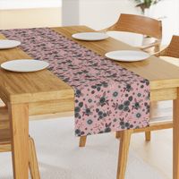 Timeless Floral: Roses & Gazania Sprays - greyscale on coral pink, medium 