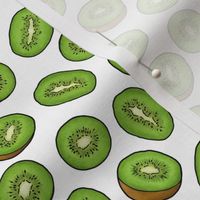 Ditsy Green Kiwi Fruits on White, Medium