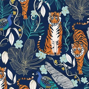 Tiger Toile on Navy