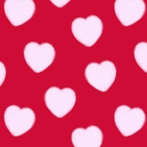 Red and Pink White Charcoal Hearts Pattern