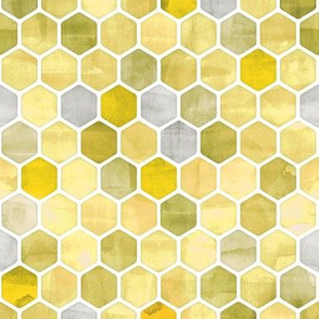 Lemon Yellow Ink - Watercolor Hexagon Pattern Small
