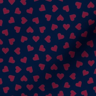 burgundy on navy tiny scattered hearts