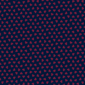 burgundy on navy tiny scattered hearts