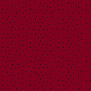 navy on burgundy tiny wonky stars