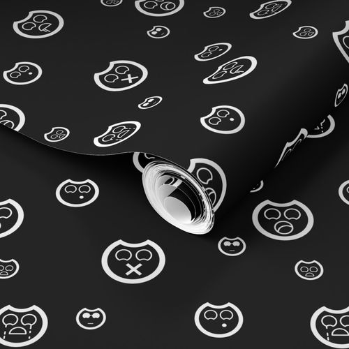 89Kids Emoji Pattern Black | Spoonflower