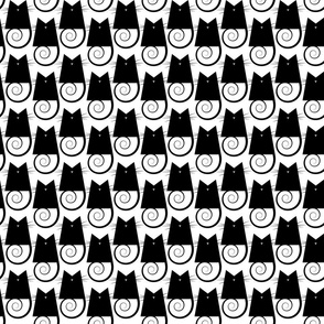 cats - figaro cat black and white - geometric cats - cats fabric