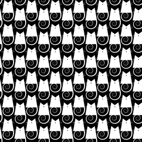 cats - figaro cat white and black - geometric cats - cats fabric