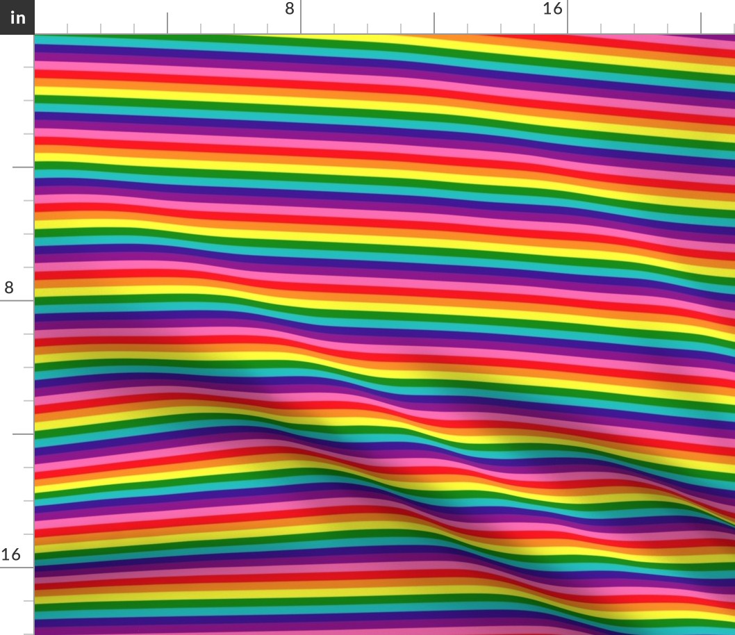 LGBT Eight Rainbow 1/4" Horizontal Stripes - Mini
