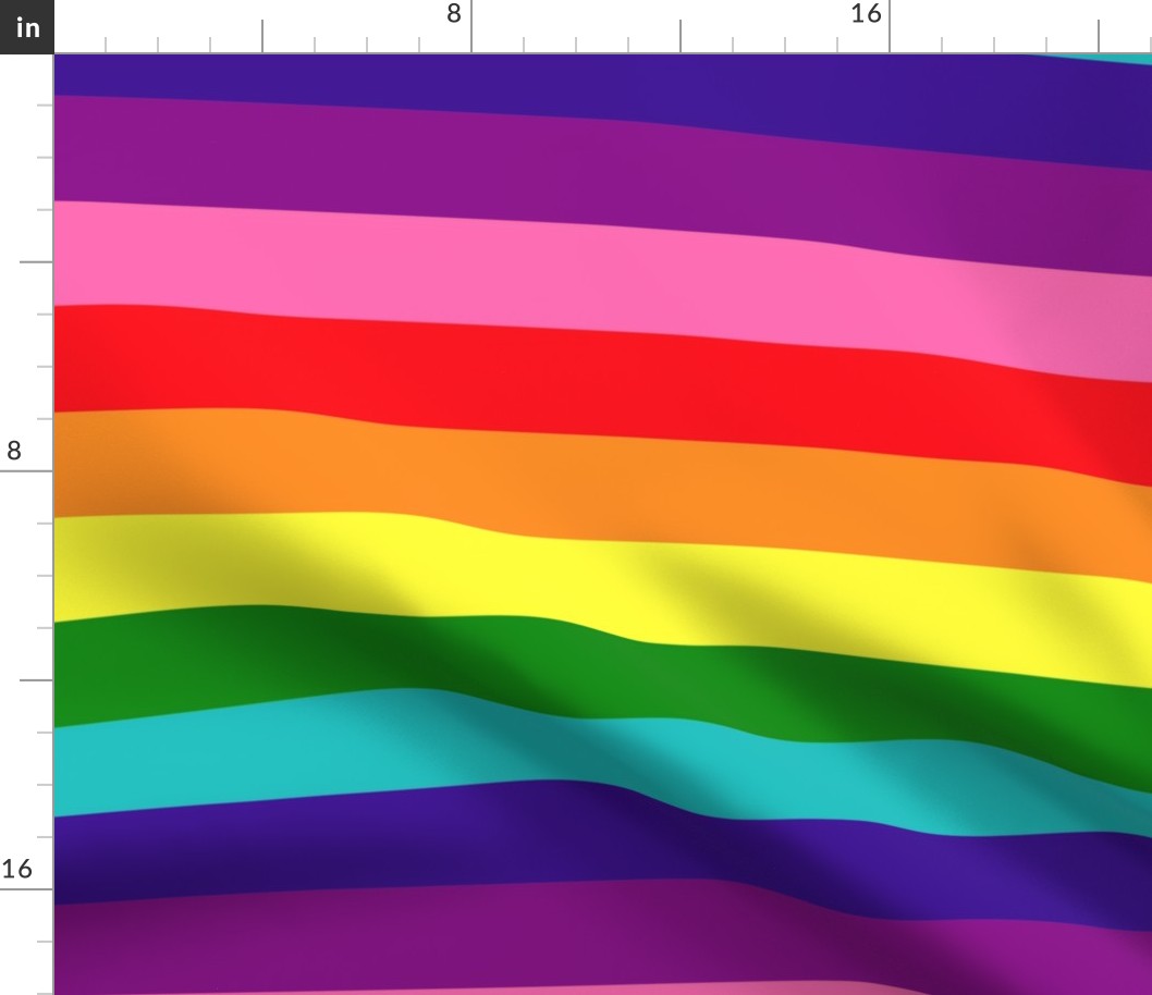 LGBT Eight Rainbow 2" Horizontal Stripes - Large