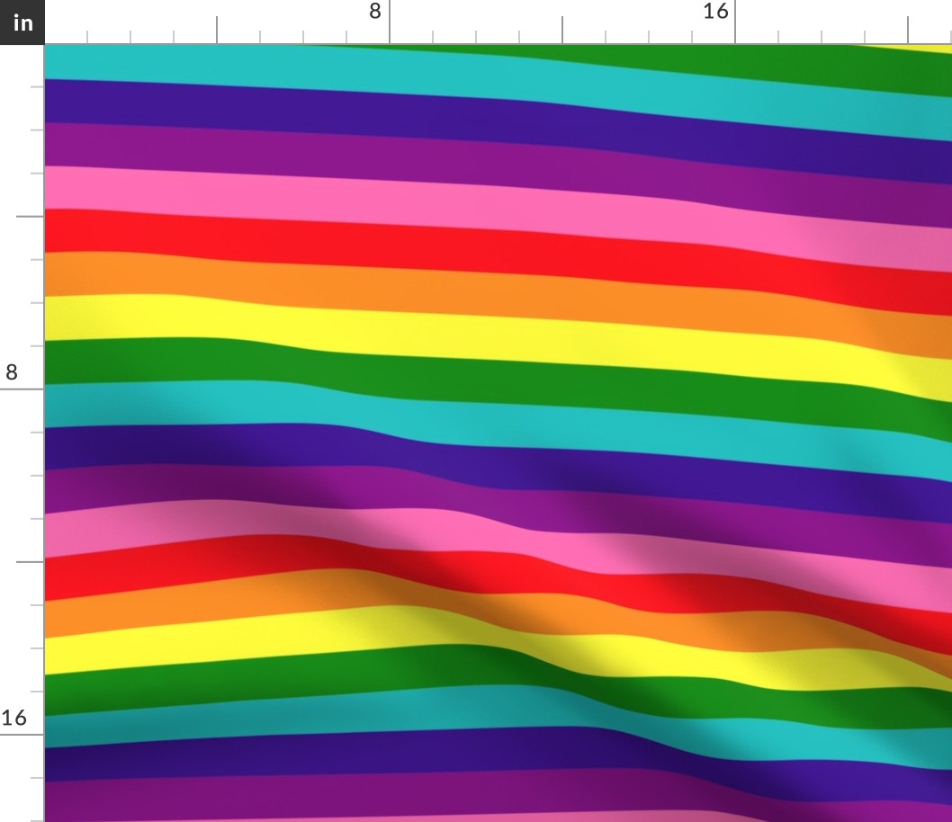 LGBT Eight Rainbow 1" Horizontal Stripes - Medium