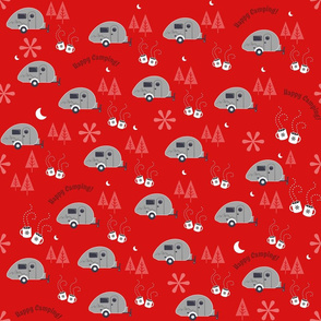 Happy Camping Tab! Mountains on Red