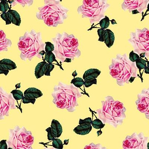 Scattered vintage roses yellow (large)