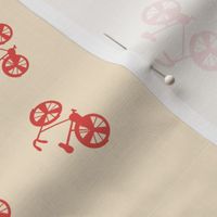 Red Pastel Bicycle weekend illustration, seamless vector pattern