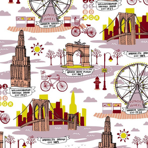 Brooklyn Landmarks Toile - Lavender