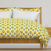 Bohemian geometrics Aztec diamonds yellow blue