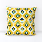 Bohemian geometrics Aztec diamonds yellow blue