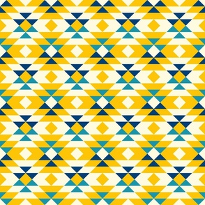 Bohemian geometrics Aztec diamonds yellow blue