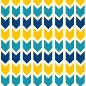 Boho geometrics knit arrows blue yellow