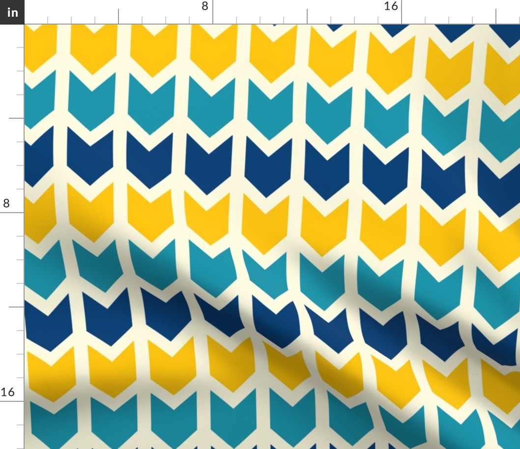 Boho geometrics knit arrows blue yellow