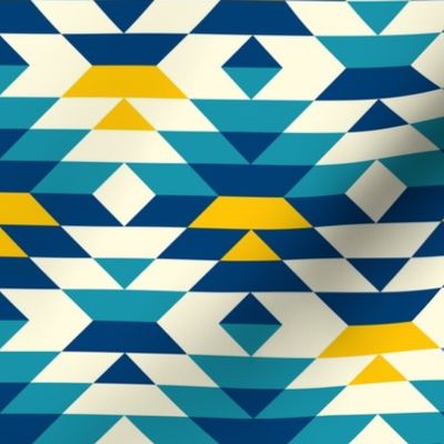 Boho geometrics Aztec diamonds kilim navy blue yellow