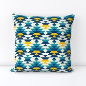 Boho geometrics Aztec diamonds kilim navy blue yellow