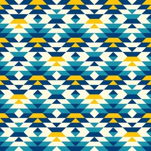 Boho geometrics Aztec diamonds kilim navy blue yellow